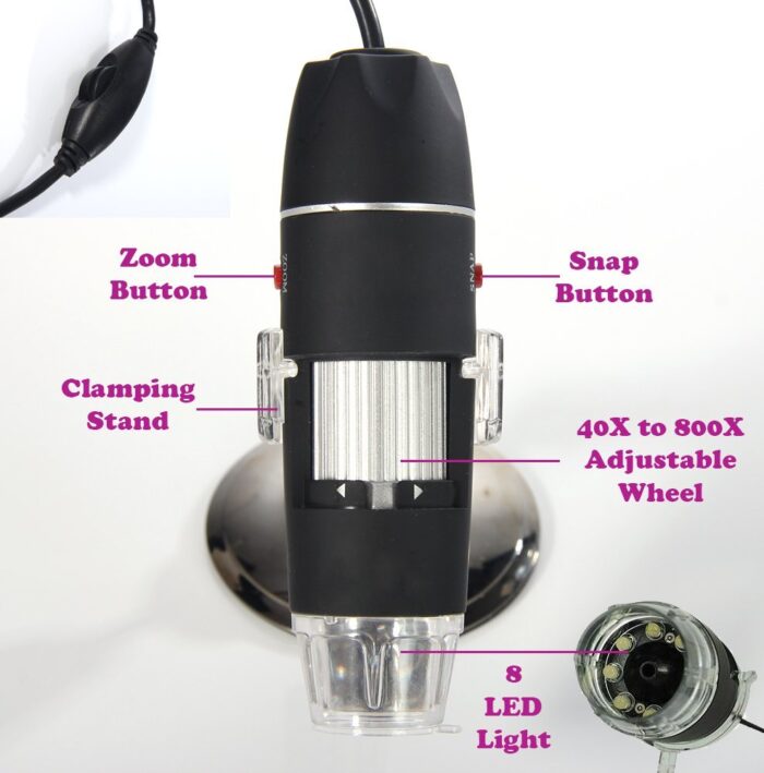 Magnification 8 LED 3MP Interpolated Digital Microscope