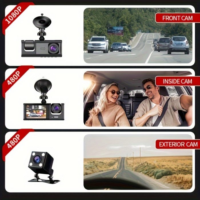 FHD 1080P 3 Channels Car DVR Camera Zahuu.com