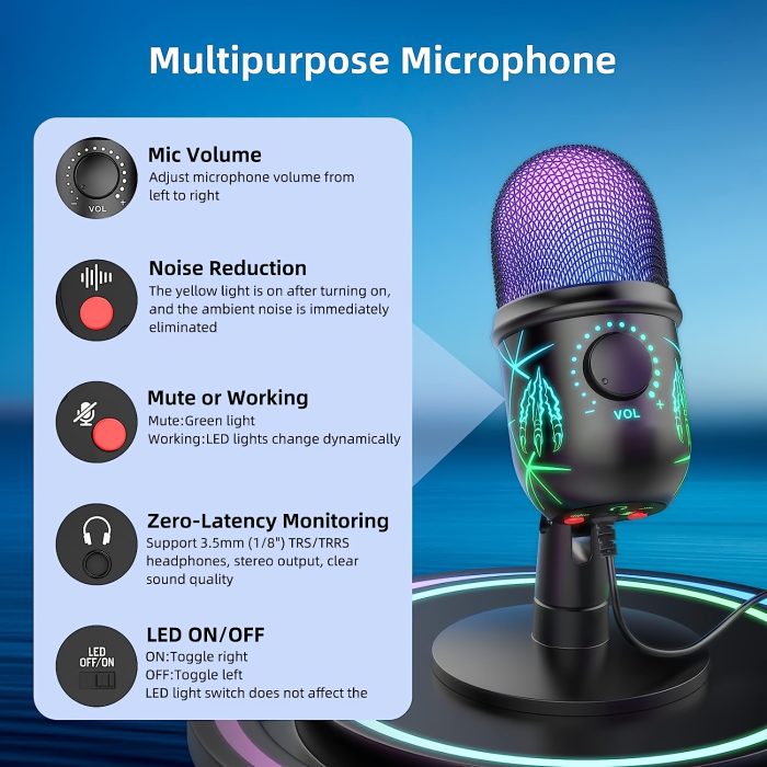 RGB Condenser Microphone with Noise Reduction Zahuu.com