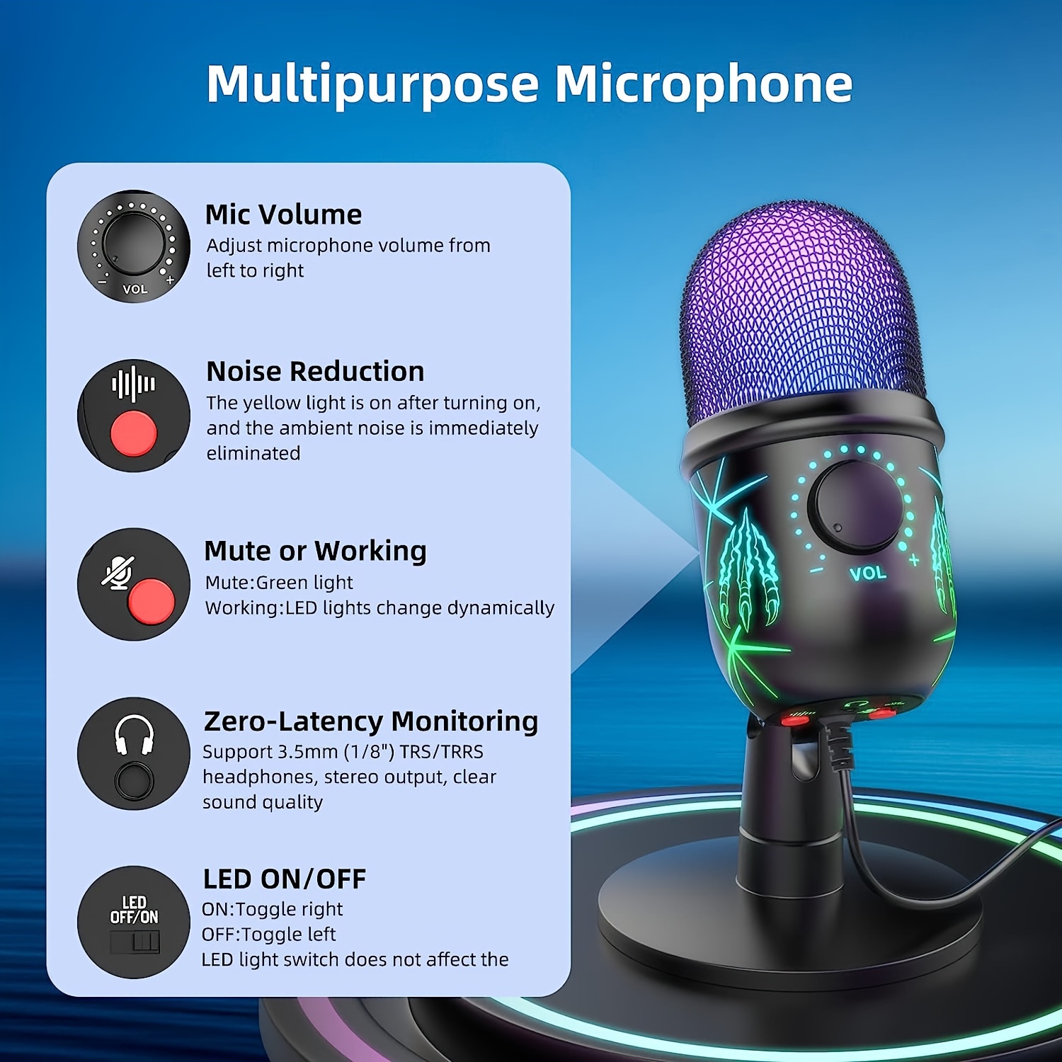 RGB Condenser Microphone with Noise Reduction Zahuu.com 8